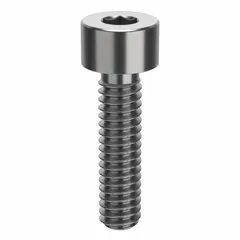 This inch-system standard socket head cap screw features a 1/4"-20 thread, 1 in length, and a 1/4 in hex drive. Made from plain 18-8 stainless steel with right-hand thread direction, it is commonly used in machinery, equipment, and structural assemblies requiring secure fastening.