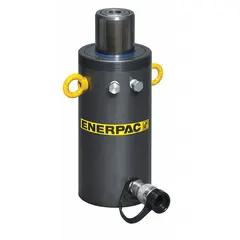 Single-acting hydraulic ram with 50 ton nominal capacity and 10 in nominal stroke. Steel construction. Used in high-cycle industrial applications such as lifting, pressing, and structural testing.