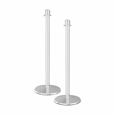 VISIONTRON Barrier Post: Urn, 39 1/8 in Post Ht, Silver, Stainless Steel, Tapered - Tapered-Top Rope Barrier Receiver Posts