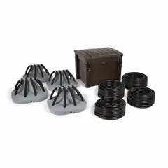 A diffuser system for pond aeration, featuring four tube diffusers. Delivers a maximum air flow of 165 lpm and covers up to 4 acres of surface area. Used to oxygenate water in ponds and lakes, supporting aquatic life and improving water quality.