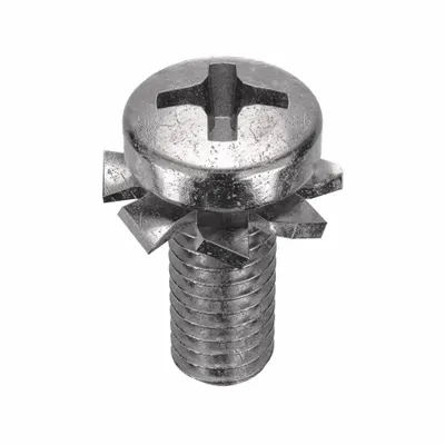 SEMS Screw: Internal Tooth, M3x0.50 Thread Size, 10 mm Lg, Stainless Steel, Plain - Machine Screws with Internal Tooth Lock Washers