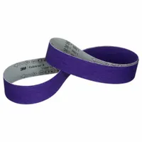 This 3M CUBITRON 3 sanding belt features ceramic grain on a YF weight polyester backing in 36 grit. Part of the Cubitron 1184F series, it is designed for cool-cutting performance on all metals, reducing heat buildup during aggressive material removal. Common applications include weld removal, deburring, and surface blending in metal fabrication