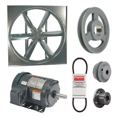 This unassembled belt-drive panel supply fan delivers 11,061 cfm with a 30-inch blade. It features a totally enclosed motor rated at 1 hp, 3-phase, 230/460V AC. Suitable for general ventilation and air movement in industrial and commercial facilities such as warehouses, factories, and workshops.