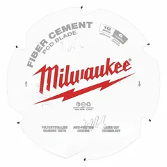 This 10-inch diameter circular saw blade is designed for cutting fiber cement materials such as siding and backer board. It features 6 carbide teeth with a 0.08-inch cut width and a 5/8-inch arbor, providing efficient cutting in abrasive fiber cement applications.