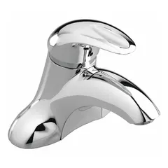 Centerset handle bathroom faucet with cast brass construction and chrome finish. Flow rate of 1.2 gpm. Includes extra long handle. Suitable for residential and commercial bathroom sinks.