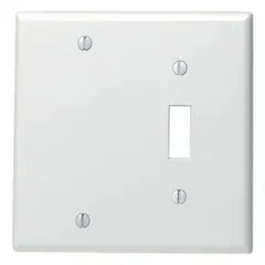 This LEVITON combination wall plate is designed for 2-gang openings, accommodating two standard electrical devices such as switches or outlets. Made of stainless steel, it offers corrosion resistance and a clean finish suitable for indoor use in commercial and residential settings.