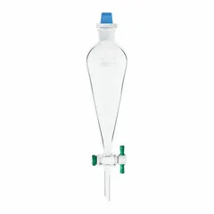 Separatory Funnel, Borosilicate Glass, 125 mL, 18.4 mm Stem, 69 mm Stem Length, Colorless