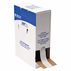 Clear/white matte-finish precut label roll for thermal transfer printing. Label height 1 in, width 2 5/8 in, roll length 1 in. Compatible with M710 printer series. Used for industrial identification and labeling in electrical, instrumentation, and control applications.