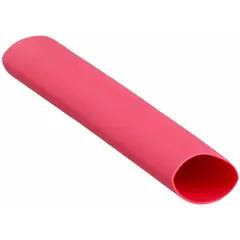 This heat shrink tubing has a 1-inch inner diameter before shrinking and a 0.32-inch inner diameter after shrinking. It is 6 inches long, red in color, and supplied in packs of 10. The split-resistant and adhesive-lined construction provides insulation and sealing for electrical connections in industrial environments.