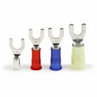 3M Fork Terminals: Yellow, Nylon, #8 Stud Size, 12 AWG – 10 AWG Wire Range, Locking Fork, 600 V (MPN MNG10-8FLK)