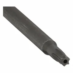 Security Torx screwdriver with T15H tamper-resistant tip for accessing and driving fasteners with a center pin. Alloy steel construction with a 6-inch shank and overall length. Suitable for applications requiring tamper-proof fasteners.