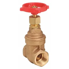 This 3/4 inch non-rising stem bronze gate valve features FNPT x FNPT connections, a bronze wedge, and a bronze bonnet. Rated for a maximum pressure of 200 psi (CWP), it is suitable for general purpose on/off flow control in water, oil, or gas lines where full bore flow and minimal pressure drop are required.