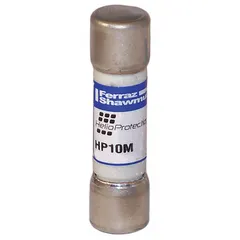 Fast-acting cylindrical fuse rated at 3 A and 1000 V DC. Part of the HP10M series. Designed for overcurrent protection in photovoltaic systems, safeguarding solar panels and DC combiners from fault currents.