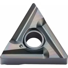 This triangle (T) indexable turning insert is made of PVD carbide. It is used for turning, facing, and profiling operations on CNC lathes. Suitable for light to medium cutting of steel, stainless steel, and cast iron.