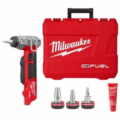 This cordless expansion tool is designed for expanding PEX-A tubing up to 1 in. in plumbing and hydronic heating installations. It operates on the M12 Fuel platform and is sold as a bare tool, requiring a separate M12 battery and charger.