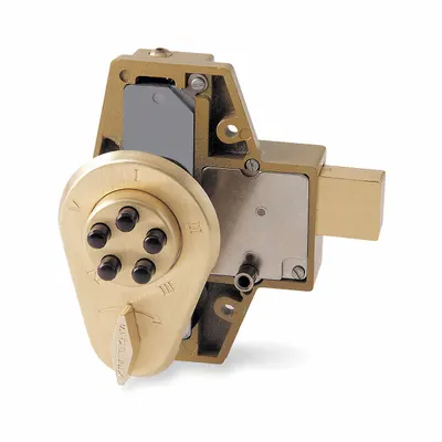 SIMPLEX Mechanical Push Button Deadbolt: 2 1/8 in Door Thick - Max, Push Button - Mechanical Keyless Access Deadbolts