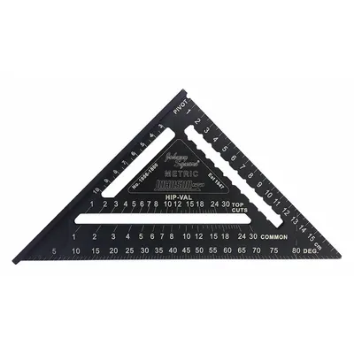 JOHNSON LEVEL 18 cm Metric Rafter Square, 1/2 cm Graduations, 5 mm Thick - Rafter Squares