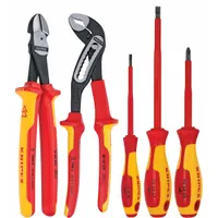 KNIPEX Insulated Tool Kit: Insulated, 5 Total Pcs, Drivers and Bits/Pliers (MPN 9K 98 98 20 US)