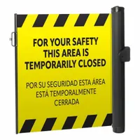 MODUS Mounted Barrier: Fixed Mount, 11 1/2 ft Belt Lg, Restricted Access Messaging, Yellow (MPN ZP+MPP-Y-PTL)