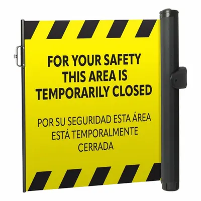 MODUS Mounted Barrier: Fixed Mount, 11 1/2 ft Belt Lg, Restricted Access Messaging - Wall-Mount Retractable Belt Barriers