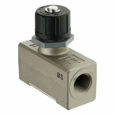 SMC Speed Controller: In-Line Fitting, 1/2 in Valve Body Size, Threaded, Meter Out - In-Line Speed Control Valves