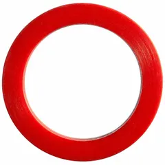 Flat red silicone gasket for 2-1/2 in cam and groove couplings. Outside diameter 3-1/8 in, thickness 0.25 in. Metal detectable silicone material. Suitable for food-grade applications requiring contamination detection.