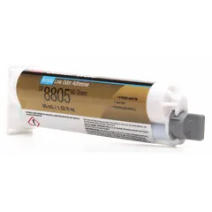 3M DP8805NS is an ambient-cured acrylic adhesive supplied in a 45 mL dual-cartridge format. It has a thick liquid consistency and cures to a green color. This adhesive is used for bonding metals, plastics, and composites in structural assembly, repair, and potting applications.