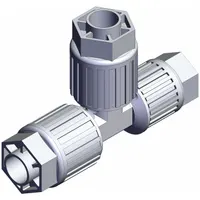 This PFA compression tube fitting from SMC's LQ3 series is designed for connecting tubing in high-purity fluid handling systems. It accommodates tube sizes of 1/2 in OD x 1/2 in OD x 3/8 in OD and complies with RoHS6 and RoHS10 standards. Typical applications include semiconductor manufacturing, chemical processing, and pharmaceutical fluid systems