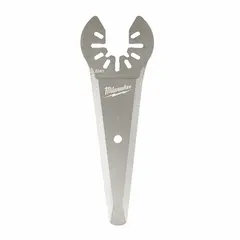 Set of five open-back universal OIS mounted scraper blades. Each blade measures 4 3/16 inches in length and 1 7/16 inches in width. Designed for removing sealants, adhesives, and caulking from surfaces in construction and maintenance tasks.