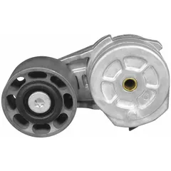The DAYCO 89431 is a heavy-duty self-adjusting belt tensioner with a single pulley. It maintains proper tension on engine accessory drive belts, reducing slippage and extending belt life. Suitable for use in vehicle engine systems to drive alternators, water pumps, and other belt-driven components.
