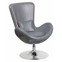 Accent chair with wingback design, upholstered in gray faux leather. Overall dimensions: 30 in width, 38 in height. No casters or glides. Suitable for living rooms, offices, or hospitality seating areas