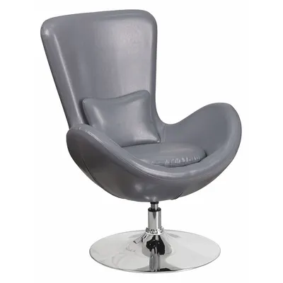 FLASH FURNITURE Wingback Chair, Gray, Faux Leather, 30 in W x 38 in H - Accent Chairs