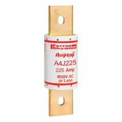 Class J blade-body fuse rated 225 A, 600 V AC and 300 V DC. Fast-acting, non-indicating design for overcurrent protection in branch circuits, motor control centers, and panelboards.