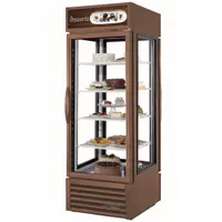 This glass door refrigerated merchandiser from TRUE REFRIGERATION features a copper swing door and uses R-290 refrigerant. It is designed for commercial refrigeration applications, providing display and storage of chilled products in retail environments. Dimensions: 78 5/8 in height, 27 1/2 in width, 32 3/4 in depth