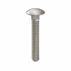 Square neck carriage bolt with #10-24 thread, 1-1/4 inch length, made from 18-8 stainless steel with plain finish. The square neck prevents rotation during nut tightening. Suitable for fastening metal to wood or metal to metal where a smooth rounded head is desired. Pack of 25.