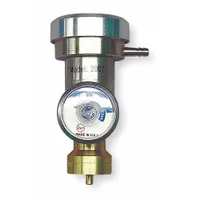 This steel gas cylinder regulator with a female connection and CGA 600 fitting controls gas flow from calibration cylinders to portable gas detectors. With a maximum flow rate of 3 lpm, it is used for precise gas delivery during instrument calibration in industrial safety and environmental monitoring applications