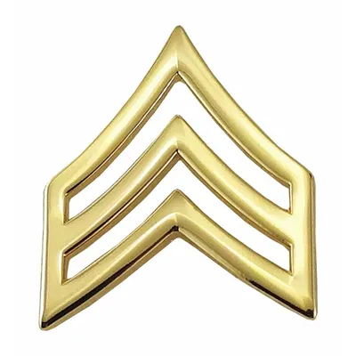 HEROS PRIDE SGT Chevron Rank Insignia, Gold, 3/4 in, Clutch Pin - Metallic Insignia