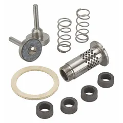 This valve repair kit is designed for servicing SW Series Hose Stations. Constructed from rubber and stainless steel, it operates within a temperature range of 90°F to 250°F. The kit includes a dial thermometer for monitoring outlet temperature.