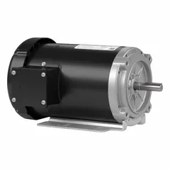This LEESON Flex-In-1 3-Phase General Purpose AC Motor delivers 1 1/2 hp at 1725 RPM on 575V AC, drawing 2.3 A full load current. The Totally Enclosed Fan Cooled (TEFC) enclosure and C-Face/Rigid Base Mount suit it for industrial applications such as pumps, fans, conveyors, and compressors.