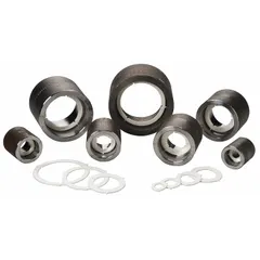 Water-soluble spacer ring for socket weld pipe joints. Maintains a 1/8 in gap for proper weld penetration in 1 1/2 in pipe diameter. Dissolves during hydrostatic testing or flushing, leaving no residue. Used in industrial piping systems requiring clean welds.