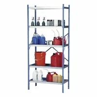 DENIOS Open Metal Shelving: Starter Unit, Heavy-Duty, 18 in x 36 in, 84 in Overall Ht, 4 Shelves (MPN K32-1402)