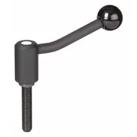 This adjustable tension lever features a threaded stud for clamping, positioning, and adjusting machinery components. It is commonly used in jigs, fixtures, and assembly equipment where manual adjustment is required. Constructed with a steel body, the lever has a 3/8"-16 thread, 40 mm thread length, and 92 mm overall length