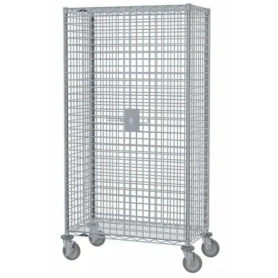 METRO Security Cart: 900 lb, 41 in L x 22 in W Self, 41 in L x 22 in W x 68 in H Overall Dim - Antimicrobial Wire Security Carts