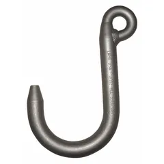 This PEERLESS wide-opening foundry hook is constructed from alloy steel with a 5/8 in material thickness and a silver finish. It has a Grade 80 rating and is designed for lifting applications in industrial environments such as foundries and steel mills. The hook features no visual indicator markings and is identified by manufacturer part number FSA063S.