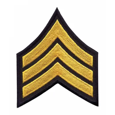 HEROS PRIDE Embroidered Patch: SGT, 3 in, Black/Gold, Polyester/Rayon, Rank Insignia - Embroidered Insignia
