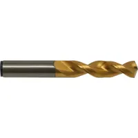 CLEVELAND C14325 is a 1/8" diameter cobalt screw-machine length drill bit with a 135° split point and TiN coating. Fast spiral flute design facilitates chip evacuation in deep hole-drilling applications. Suitable for use in automated machining centers and production drilling