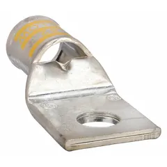 One-hole compression lug for terminating 4/0 AWG stranded copper wire. Features a 1/2 in stud size and standard copper construction. Used for creating secure, low-resistance connections in power distribution and control equipment.
