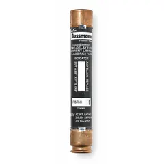 Cylindrical fuse from the FRS-R-ID series, Class RK5, with time-delay characteristics rated 8 A at 600 V AC and 300 V DC. The indicating feature provides a visual signal when the fuse opens. Suitable for protecting motor circuits, transformers, and other inductive loads where temporary inrush currents occur.