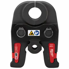 Press jaw for 3/4 in pipe, constructed from carbon steel and stainless steel. Compatible with standard and extended press tools. Used for pressing pipe connections in plumbing and mechanical systems.