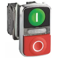 SCHNEIDER ELECTRIC Illuminated Push Button: 2 Buttons, 22 mm, 1NO/1NC, Metallic, Full Volt, LED (MPN XB4BW73731M5)